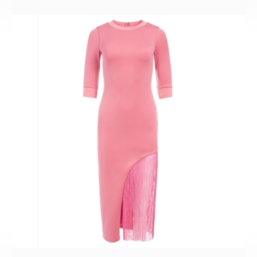 ALICE +OLIVIA ASYMMETRICAL FRINGE MIDI DRESS SIZE 0 - Picture 12 of 16